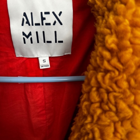 Alex Mill Golden Teddy Coat with Red Lining - Picture 3 of 5